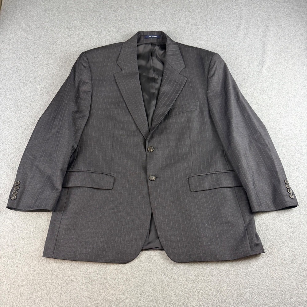 VTG Lauren Ralph Lauren Mens 42S Gray Pinstripe 100% Wool Suit Blazer Pants NOTE - Picture 5 of 16